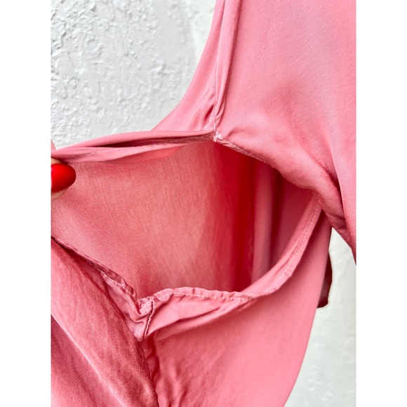 Nation LTD Wide Dolman Sleeve Trim Hem Wrap Tie Top Pink Women's Medium - Picture 7 of 9